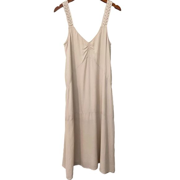 A.L.C. Crepe Midi Dress Medium SAMPLE Pale Pink Nude V-Neck Light Minimalist - Picture 3 of 13